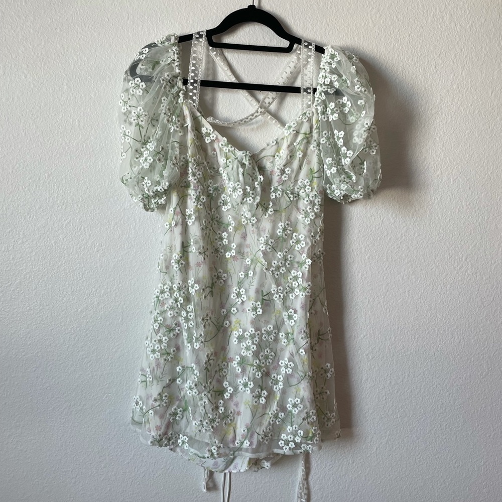 For Love & Lemons Eclair Embellished Mini Dress NWT